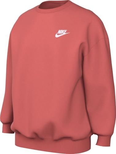 Nike Mädchen Club FLC Ovrszd Crew Lbr Kapuzenpullover, Magic Ember/White, XS