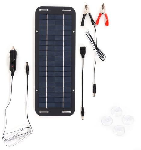 Cargador de batería solar, kit de cargador de goteo de 30 W y 12 V con panel de alta eficiencia con salida USB, con múltiples para protección para coche, barco, RV