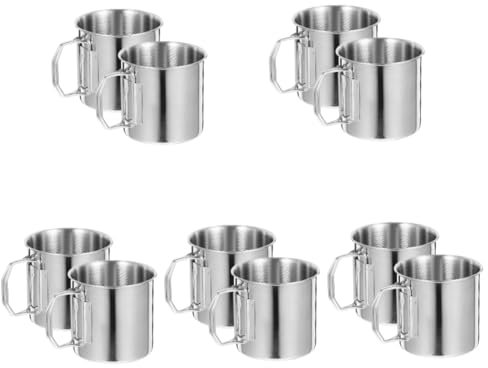 GANAZONO 10pièces Tasse De Camping Inoxydable Mug Portable Avec Poignée Set Pour Boissons Pour Randonnée Et Outdoor