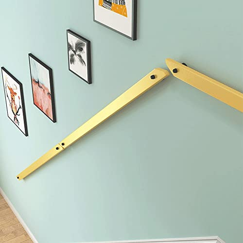 Rutschfeste Leiter, Massivholzleiter, Komplettset für Innentreppen, 3 m, Holzgeländer gegen die Wand, Ideal für Dachboden (Gelb, 450 cm)