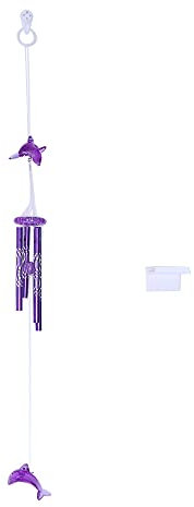 Kristall-Delfin-Windspiel, 4 Metallröhren, Dekoration zum Aufhängen, Dekoration für Zuhause, Garten, 3 Farben, Kristall-Delfin-Windzime, hängende Ornamente (lila)