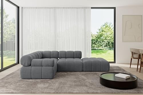 ALTDECOR Modulares Sofa Ecksofa in L-Form Corner modular Sofa Eckcouch Couch Wohnlandschaft Cauchsofa Polstersofa Felto-L1-285x190x70 cm Dunkelgrau