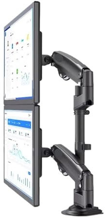 Support de Table for écran Double H180 17-27 Pouces, Support TV LCD à Ressort à gaz à Mouvement Complet, Support de Serrage à Double Bras de 2 à 9 kg(2-12KG H180 Black)