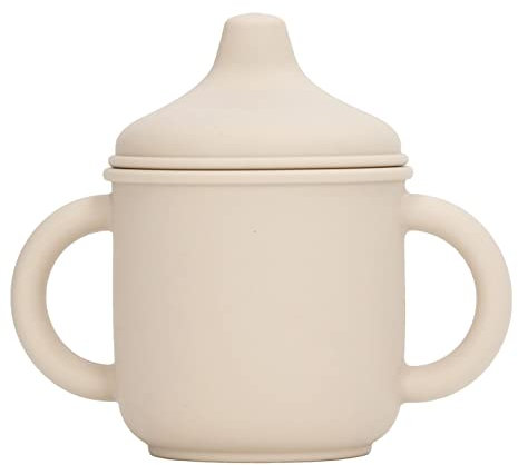 NUMNBE Tasse d'épreuves en silicone pour les déversements en toute sécurité pour les bébés pour les tout-petits (Beige)