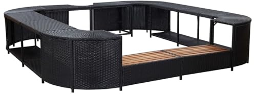 Gecheer Piscine intex,Skimmer intex Cadre de Spa carré Noir 268x268x55 cm Résine tressée
