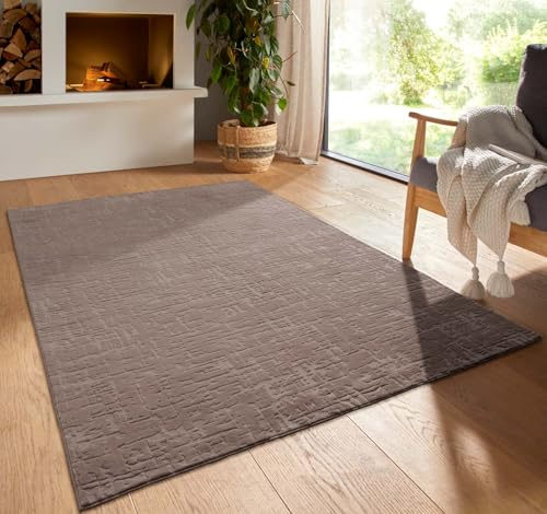 Taracarpet Kurzflor Boho Vintage Teppich waschbar, pflegeleicht geeignet für Wohnzimmer, Schlafzimmer und Kinderzimmer Kinderteppich auch als Badematte Badzimmerteppich Taupe Vintage 120x170 cm