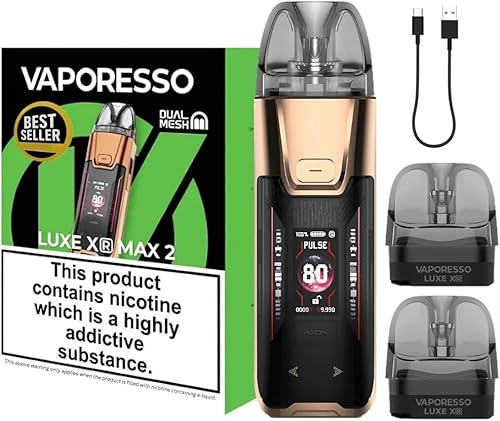 Vaporesso LUXE XR Max 2 Vape Kit | 3200mAh Mega Battery | 2A Fast Charge | 80W Output | 0.96 TFT+RGB Lights | Dual Mesh | Works with Luxe X,XR Pods & GTX Coils | No Nicotine (Imperial Red Leather)