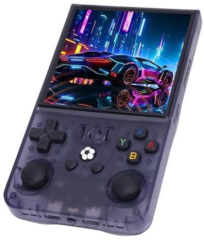 RiToEasysports Handheld-Spielekonsole, Durchscheinend Grau, 4000-mAh-, Doppel-Joysticks, 4-Zoll-Display für Retro-Gaming Unterwegs (64G)