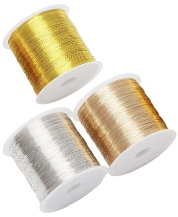 Thapncow Alambre Manualidades con Moldeable, 3 Rollos Alambre para Manualidades, para Joyeria DIY Hacer Joyas, Bisutería y Floristería, 0.3mmx100m