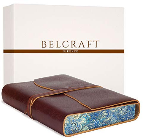 Venezia Romantica mittelgroßes Notizbuch aus Leder, Handgearbeitet in klassischem Italienischem Stil, Geschenkschachtel inklusive, Tagebuch, Lederbuch (12x17 cm) Dunkelbraun
