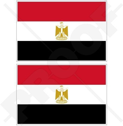 ÄGYPTEN Ägyptische Flagge 75mm Auto & Motorrad Aufkleber, x2 Vinyl Stickers