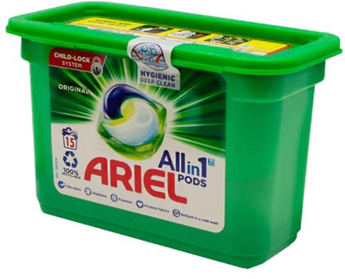 Ariel Original 3in1 Washing Liquid Capsules Detergent, 15 Pods