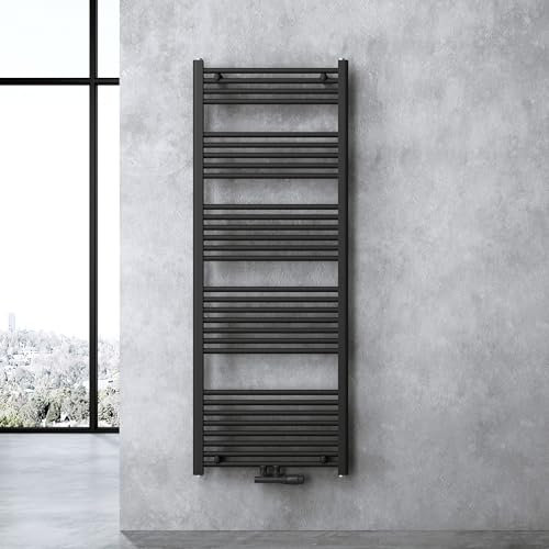 Sogood Radiateur de Salle de Bain Sèche-Serviette 160x60cm Radiateur Tubulaire Vertical Chauffage à Eau Chaude Gris-Noir