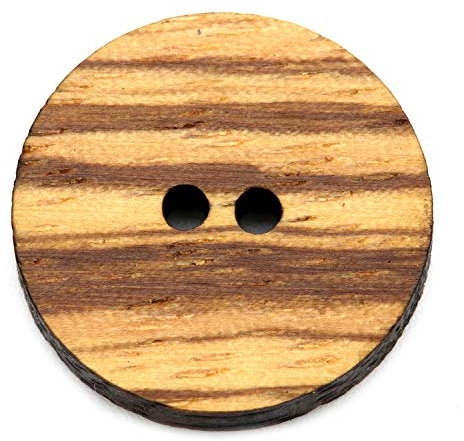 NaturSchatulle Holzknöpfe Natur 12-30mm I 25 Stück Zebrano 2 Loch Knöpfe Holz DIY Basteln Nähen Schmuckherstellung Annähen Rund 15mm