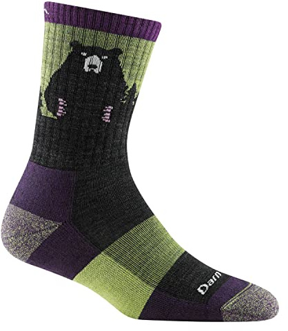 Darn Tough Women's Bear Town Micro Crew Lightweight with Cushion - Large Lime Merino Wool Socks for Hiking