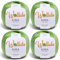 Wollidu Kira - Lot de 4 x 50 g pelotes de fil à tricoter 100 % coton - Pour tricot et crochet - Vert clair