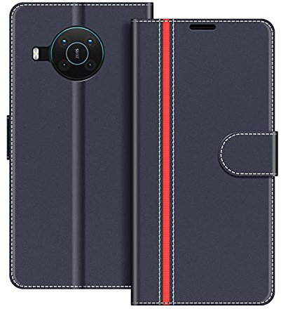 COODIO Phone Case For Nokia X20 5G, Magnetic Flip Leather Case For Nokia X20 5G Wallet Case, Dark Blue/Red