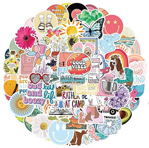 100Pcs Cute Aesthetic Stickers for Adults Children Teens, Preppy Waterproof Vinyl Stickers for Laptop Luggage Suitcase Journal Skateboard Bike Skate Book Guitar Scrapbook Phone Cool for Girls