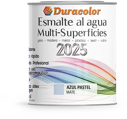 Esmalte al Agua Multi Superficie - Color Mate Azul Pastel - 250ml - Acabado Mate- Sin Olor - Resistente a Golpes, Roces y Manchas - Antioxidante - Rápido Secado - Duracolor