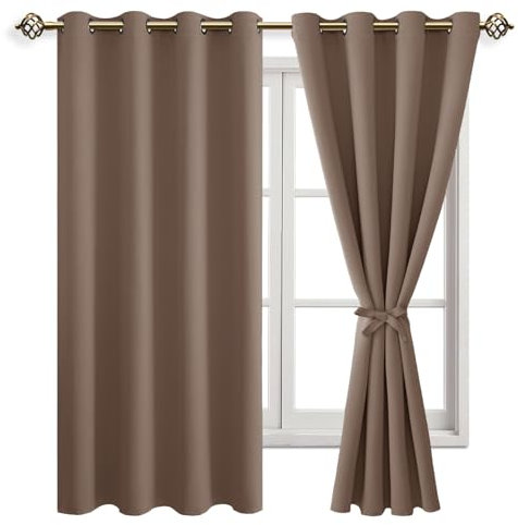 JIUZHEN Vorhänge Blickdicht mit Ösen Verdunklungs Gardinen Schlafzimmer Blickdichte Vorhänge Ösenschal Vorhang gegen Kältes und Hitze Curtains Blackout ThermoVorhang 2er Set 160x132cm(HxB)