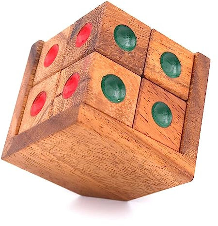 ROMBOL Crazy six - anspruchsvolles 3D Puzzle mit 8 farbigen Würfeln