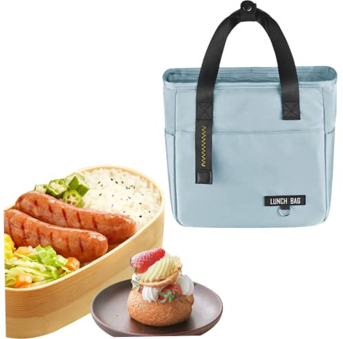 Hintyne Lunchtasche isolierte Lunchtasche wasserdicht wiederverwendbar Picknicktasche auslaufsicher Kühltasche Tragetasche für Büro Arbeit Schule Picknick Strand Camping Blau L