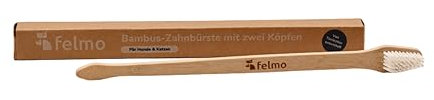 Felmo Bambus-Zahnbürste für Hunde und Katzen mit einem kleineren und einem größeren Bürstenkopf für unterschiedliche Areale, BPA-frei, Zahnpflege für Hunde und Katzen