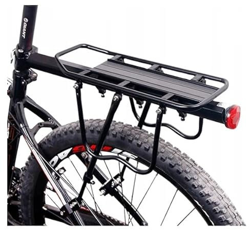 Porte-bagages arrière universel en aluminium pour vélos | Cadre pour 30 kg de charge maximale | 53 cm de longueur avec hauteur réglable | Léger et résistant - Couleur noire