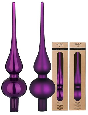 Christbaumspitze Glas 26cm x 1 Stück - matt oder glänzend Sortiert - Weihnachtsbaumspitze für Weihnachtsbaum - Christbaumschmuck & Weihnachtsbaumschmuck Lila Purpur - Purple Symphony