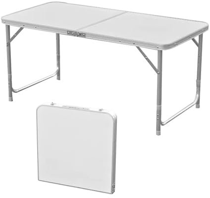 Lemodo Campingtisch schwarz klappbar | Klapptisch 3-Fach höhenverstellbar | Falttisch 120 x 60 cm | Leicht zu transportierender Partytisch | Koffertisch für Verschiedene Anwendungen