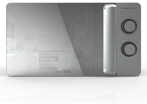 Cecotec Forno a Microonde 20L Proclean 3060 Flatbed Mirror. 700W, Design Compatto, Interno Ceramico, Modalità Scongelamento, Timer 30 Min, Tecnologia 3Dwave, Mirrordoor