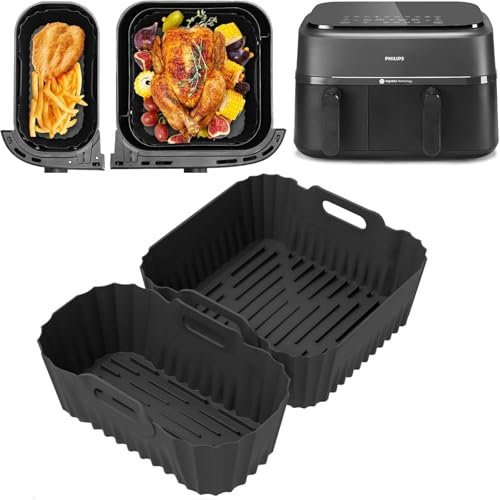 Philips Airfryer 3000 Zubehör - Silikonform passend für Philips Dual Basket Airfryer 3000/5000 Serie Heißluftfritteuse-Zubehör für Philips XXL 9L (6L/3L) Modelle NA350/00, NA352/00