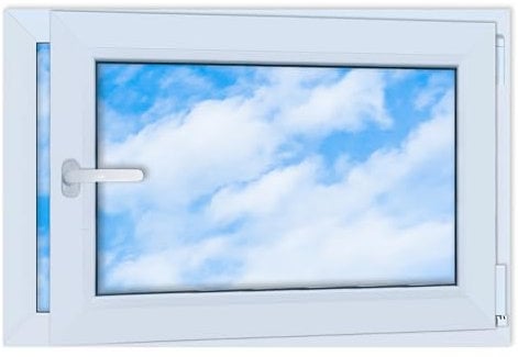 LORAC | Finestra in PVC bianca, 900x600mm, DIN Destra, inclinabile e apribile, doppio vetro, a risparmio energetico – Finestra con certificato CE per cantina e appartamento