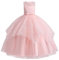 IDOPIP Robe Enfant Fille Mariage Dentelle Tulle sans Manches Broderie Perles Bow Demoiselle d'honneur Anniversaire Partie Princesse Longue Robe De Bal Soirée Rose 120