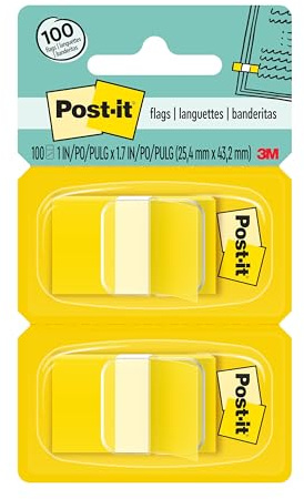 Post-it Flags, Yellow, 1-Inch Wide, 100 Flags, Use to Highlight Important Information (680-YW2)