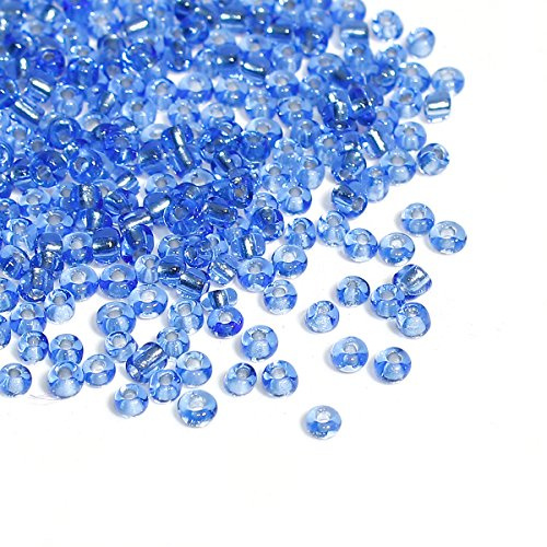 50g Blue Silver Lined Seed Beads Glass 2mm Size 11/0 J04190XA