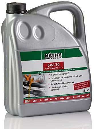 MATHY Motoröl SAE 5W-30 Performance VX3 (5,0 l)- Synthetisches HC-Motorenöl - speziell für moderne Diesel- und Gasmotoren - aschearmes Leichtlauföl