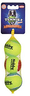Nobby Tennisball mit Squeaker, S: 5,0 cm, 1 Netz (1 x 3 Stück)