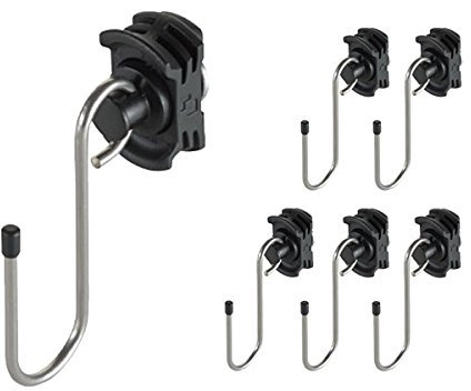 kuriershop 6 x KERL Butler - Automotive Fitting mit Haken für Airlineschienen (z.B. LS-AL-10006), Endbeschlag, Stahl, schwarz-silber