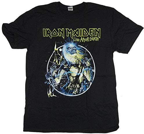 Old Skool Hooligans Iron Maiden T Shirt - Live After Death Retro Print 100% Officially Licensed-s Black