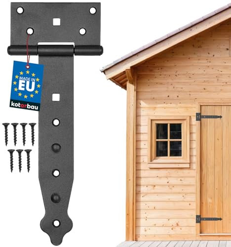 KOTARBAU® Charnière à Penture Droite - 200 mm - Revêtement Thermolaqué - Charnière Portail Bois en T Charnière Noir Charniere Porte Charniere Portail Exterieur Gond Portail Exterieur