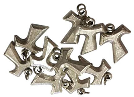 Tau Anhänger - Franziskanisches kreuz Mini Charms für DIY Hochzeit Gefälligkeiten, Bijouterie, Armbänder und Dekorationen - Versilbertes Metall - h 1,7 cm - 10 Stück