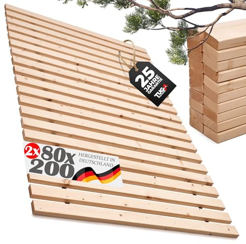 TUGA - Holztech Rollrost Lattenrost 160 x 200 cm (80x200 2X) 29mm 500kg stabilster Bettrost Rolllattenrost