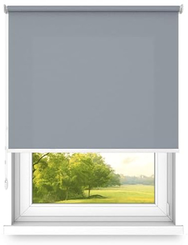 Free-Hanging Roller Blind, wall or Ceiling mounting, Large Size, fi 32, Steel Mount, semi-Blackout, Dark Grey Color, 1800x1800mm