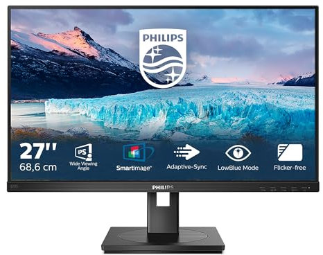 Philips 272S1AE - 27 Zoll FHD Monitor, höhenverstellbar (1920x1080, 75 Hz, VGA, DVI, HDMI, DisplayPort) schwarz