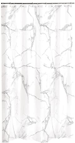 Douceur d'Intérieur, Rideau de Douche avec Crochets (180 x 200 cm) Marbre, Polyester Imprimé