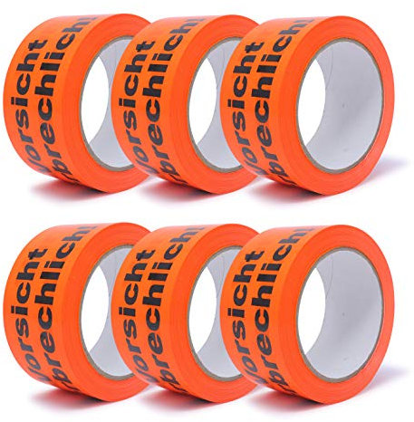 gws Premium Warnband PVC 6 Rollen - Kraftvoll & Sicher - Bodenmarkierungsband für Flächen, Paketband für Umzug & Warnhinweis je 66 m x 50 mm