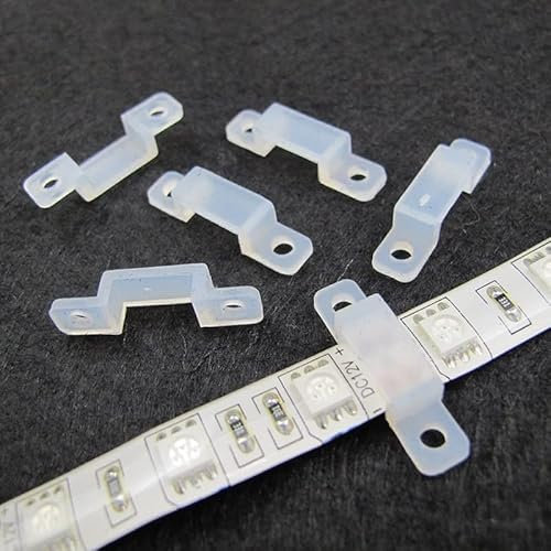 Clip de bandes LED, connecteur 8/10/12mm Clip de support en silicone pour la fixation 3528 5050 1210 RGB LED Strip Light 100 pcs Fixation étanche pour les événements de fête à la maison en plein air