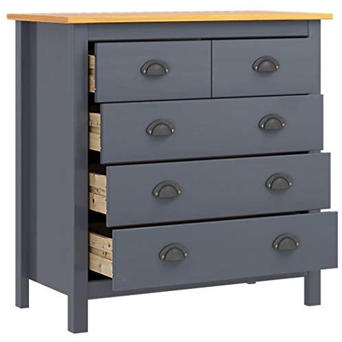 Tidyard Kommode mit 5 Schubladen Schubladenschrank Schubladenkommode Set Sideboard Anrichte Massiv Holz Metallgriffe für Schlafzimmer Wohnzimmer Bad Küche Flur 79 x 40 x 80 cm