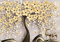 wandmotiv24 Fototapete Blütenbaum gold Reh, XL 350 x 245 cm - 7 Teile, Wanddeko, Wandbild, Wandtapete, Hirsch Ast Beton Zement M6788